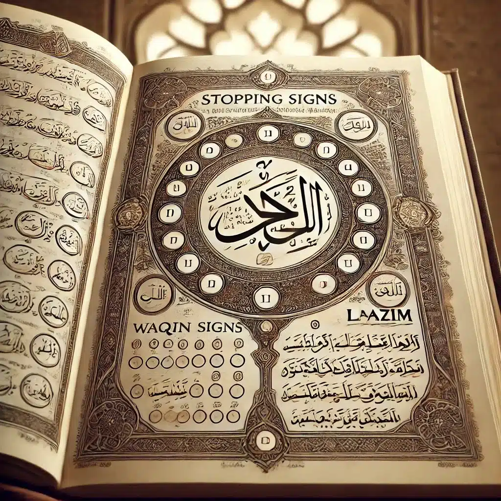 Stopping sign of Quran